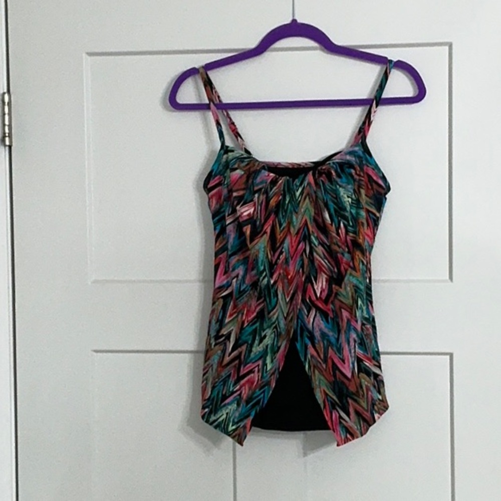 Multicolor Zigzag Women's Tankini swimsuit by Miraclesuit.  Swimsuit